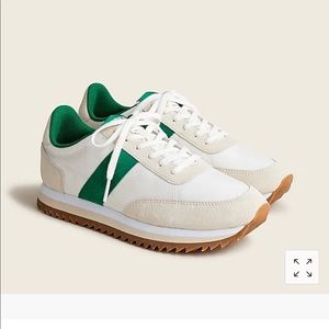 JCrew color block trainers green/white 8.5 new in box
